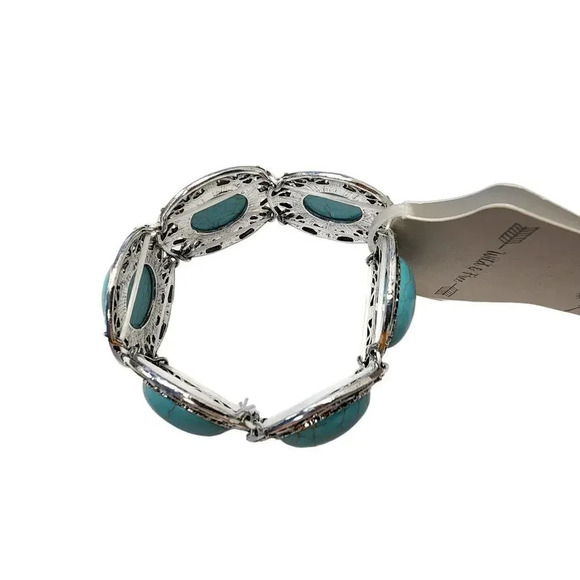 Vintage NWOT Large Turquoise Silver Antique Design Bracelet – 6 inches - Picture 3 of 6